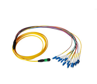 8 le PVC de mode unitaire de câble de fibre du noyau MPO/LSZH MPO- LC éventent la corde de correction de fibre optique