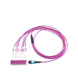 LC MTP/MPO OM4 50/125 matériel du câble optique de fibre multimode de noyau du magenta 12 LSZH
