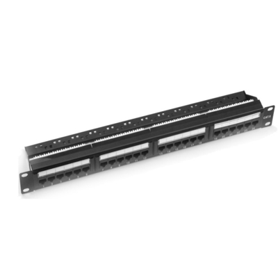 acheter Panneau de patch Ethernet métallique RJ45 protégé Cat5e/Cat6/Cat6a/Cat7 Noir 1U 2U avec gestion du câble online manufacture
