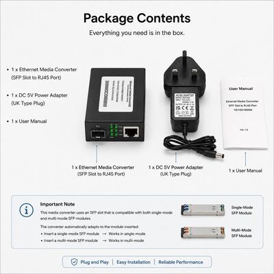 acheter Convertisseur de médias SFP en gigabit pour 10/100/1000Base-T à 1000Base-SX avec une distance de transmission de 550 m sur fibre multimode (MMF) OM2/OM3 online manufacture