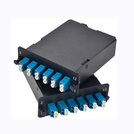 acheter 2x MPO-12 au duplex de 12x LC, dactylographient A, 24 cassettes à plusieurs modes de fonctionnement des fibres OM3 FHD MPO online manufacture