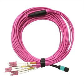 acheter 8 le harnais optique de fibre du duplex 10G OM3 de la fibre MTP-4LC éventent/câble d'évasion online manufacture