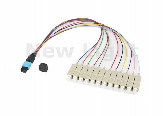 Cable multimode OM3 MPO MTP 12 cœurs / 24 cœurs pour le réseau de stockage en fibre