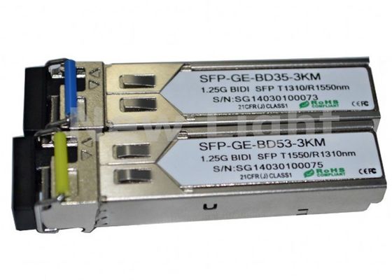 Émetteur-récepteur SFP BiDi 1.25G haute performance avec fibre mono-mode et distance de transmission de 3 km