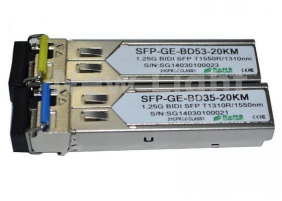 1.25Gbps Transcepteur SFP en mode unique de 20 km avec surveillance diagnostique numérique pour les réseaux de fibres optiques