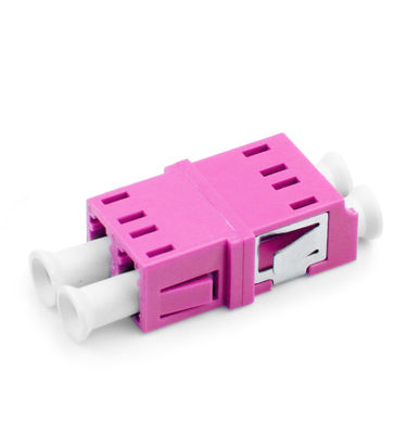 Adaptateur fibre optique LC OM4 couleur rose avec perte d'insertion ≤0.3dB pour cordons de brassage duplex