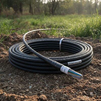 Câble à fibre optique blindé à enfouissement direct GYTA53 avec blindage en ruban d'acier ondulé et barrière anti-humidité APL pour fibre monomode G652D