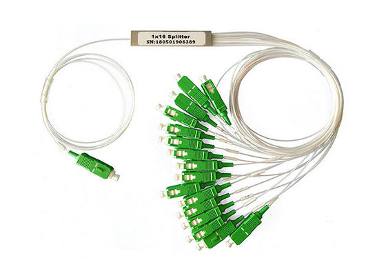 Diviseur de fibre optique PLC miniature 1 entrée 16 sorties avec connecteur SC et tube en acier inoxydable